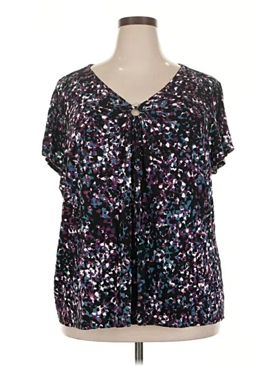 Pre-owned Lane Bryant Short Sleeve Blouse In Black