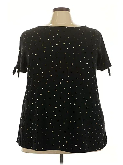 Pre-owned Lane Bryant Short Sleeve Blouse In Black