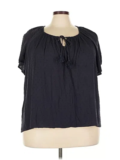 Pre-owned Lane Bryant Short Sleeve Blouse In Black