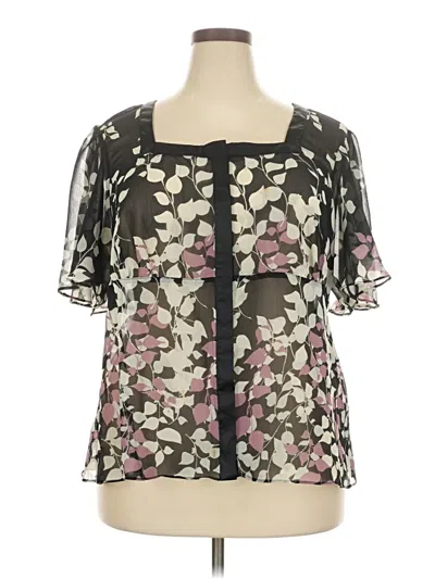 Pre-owned Lane Bryant Short Sleeve Blouse In Black