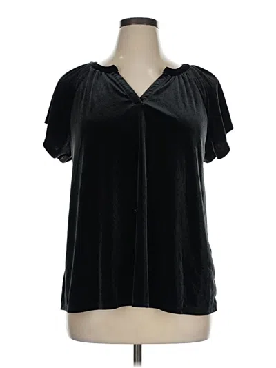 Pre-owned Lane Bryant Short Sleeve Blouse In Black