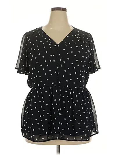 Pre-owned Lane Bryant Short Sleeve Blouse In Black