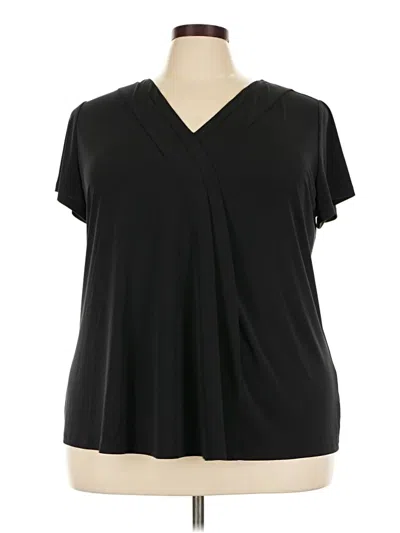 Pre-owned Lane Bryant Short Sleeve Blouse In Black