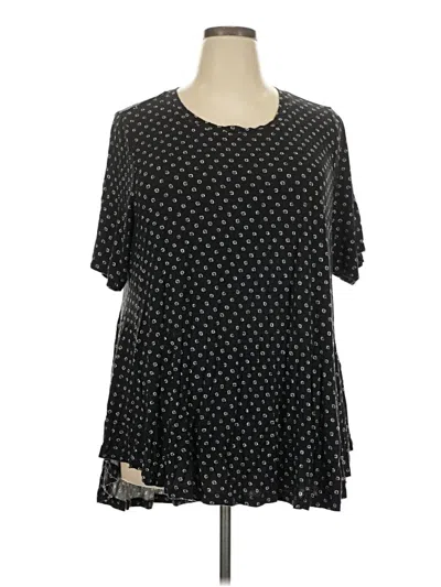 Pre-owned Lane Bryant Short Sleeve Blouse In Black