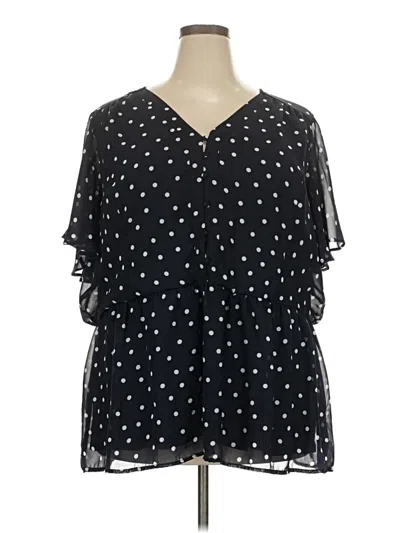 Pre-owned Lane Bryant Short Sleeve Blouse In Black