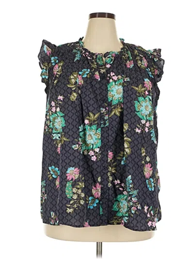 Pre-owned Lane Bryant Short Sleeve Blouse In Black