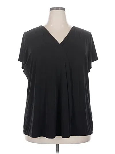 Pre-owned Lane Bryant Short Sleeve Blouse In Black