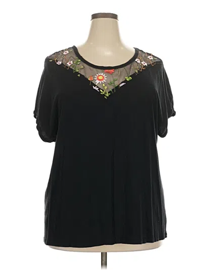 Pre-owned Lane Bryant Short Sleeve Blouse In Black