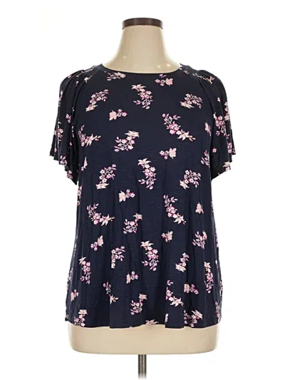 Pre-owned Lane Bryant Short Sleeve Blouse In Black