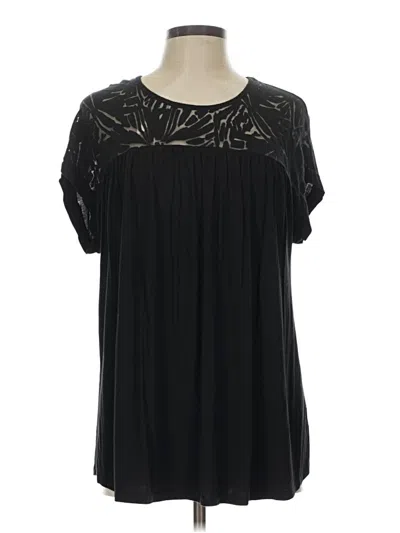 Pre-owned Lane Bryant Short Sleeve Blouse In Black