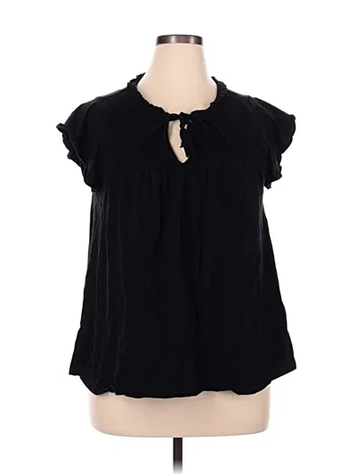 Pre-owned Lane Bryant Short Sleeve Blouse In Black