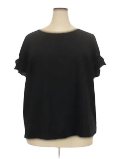 Pre-owned Lane Bryant Short Sleeve Blouse In Black