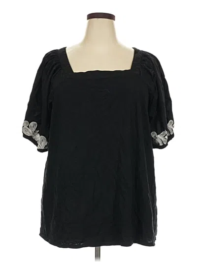 Pre-owned Lane Bryant Short Sleeve Blouse In Black