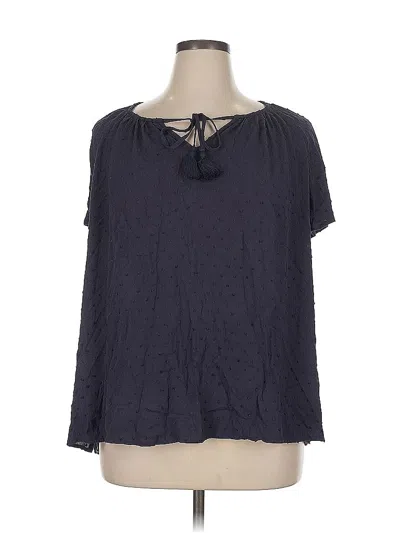 Pre-owned Lane Bryant Short Sleeve Blouse In Blue