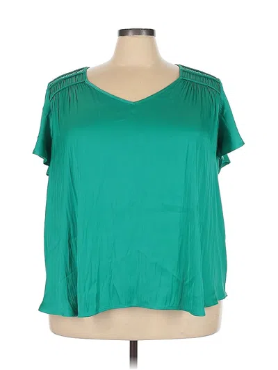 Pre-owned Lane Bryant Short Sleeve Blouse In Blue