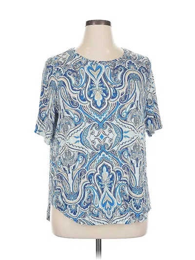 Pre-owned Lane Bryant Short Sleeve Blouse In Blue