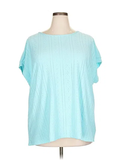 Pre-owned Lane Bryant Short Sleeve Blouse In Blue