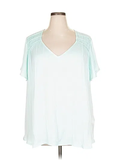 Pre-owned Lane Bryant Short Sleeve Blouse In Blue