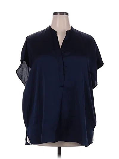 Pre-owned Lane Bryant Short Sleeve Blouse In Blue