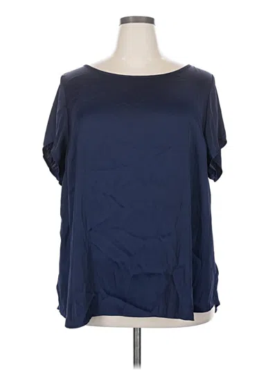 Pre-owned Lane Bryant Short Sleeve Blouse In Blue