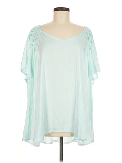 Pre-owned Lane Bryant Short Sleeve Blouse In Blue