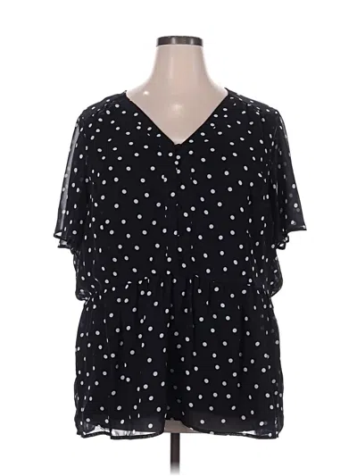 Pre-owned Lane Bryant Short Sleeve Blouse In Blue