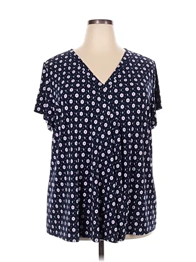 Pre-owned Lane Bryant Short Sleeve Blouse In Blue
