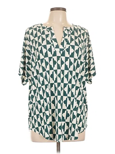 Pre-owned Lane Bryant Short Sleeve Blouse In Blue
