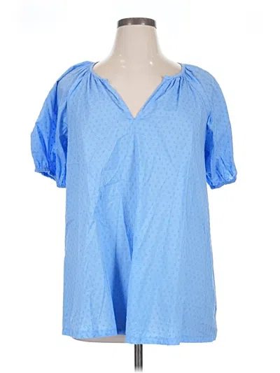 Pre-owned Lane Bryant Short Sleeve Blouse In Blue