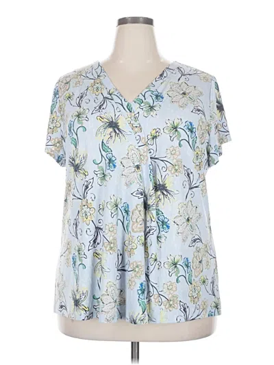 Pre-owned Lane Bryant Short Sleeve Blouse In Blue