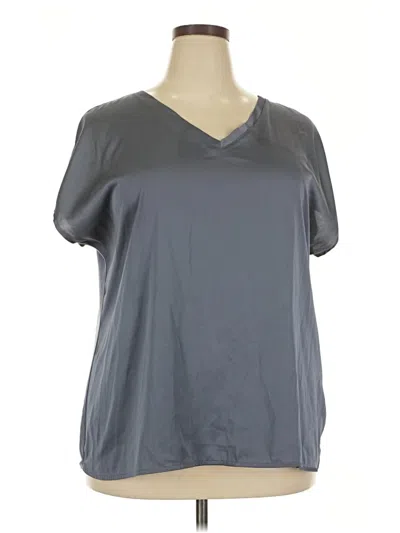 Pre-owned Lane Bryant Short Sleeve Blouse In Blue