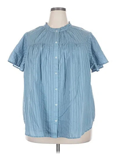 Lane Bryant Short Sleeve Blouse In Blue