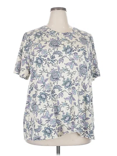 Pre-owned Lane Bryant Short Sleeve Blouse In Blue