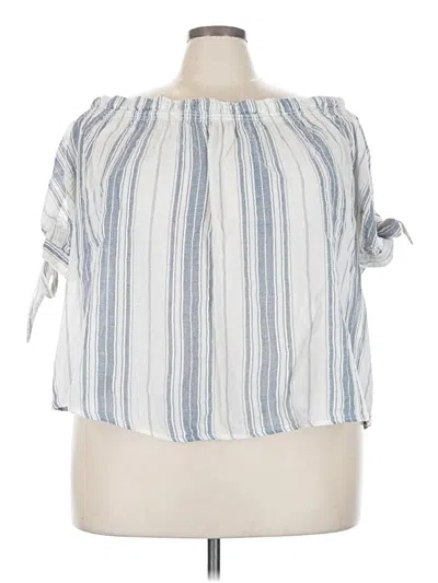 Pre-owned Lane Bryant Short Sleeve Blouse In Blue