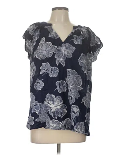 Pre-owned Lane Bryant Short Sleeve Blouse In Blue