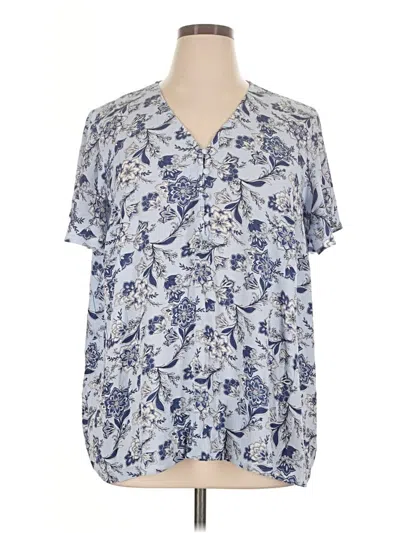 Lane Bryant Short Sleeve Blouse In Blue
