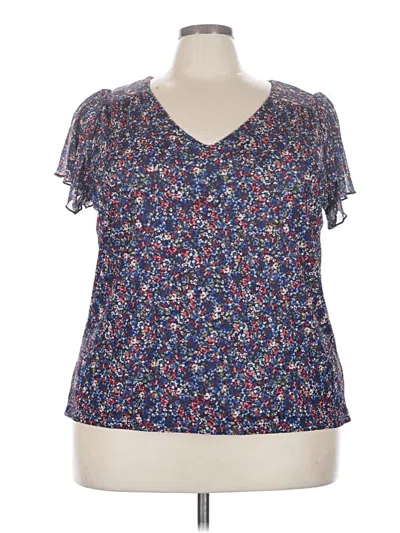 Lane Bryant Short Sleeve Blouse In Blue
