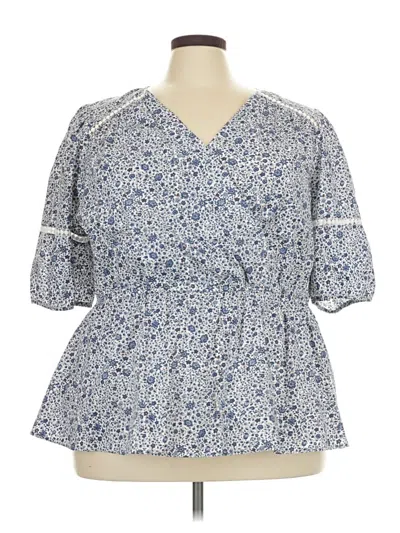 Lane Bryant Short Sleeve Blouse In Blue