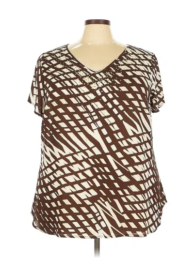 Pre-owned Lane Bryant Short Sleeve Blouse In Brown