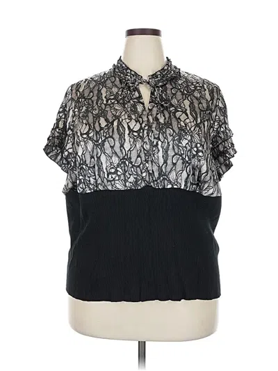 Pre-owned Lane Bryant Short Sleeve Blouse In Brown
