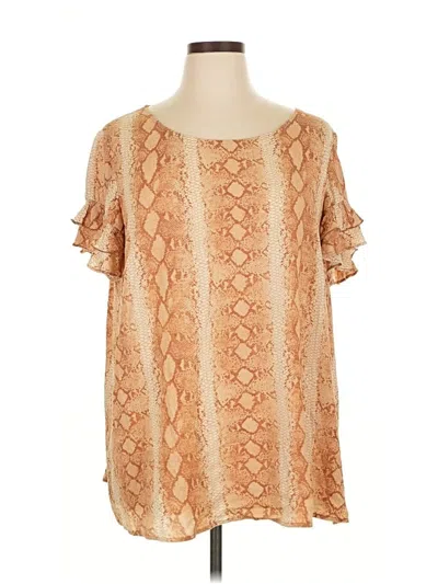 Pre-owned Lane Bryant Short Sleeve Blouse In Brown