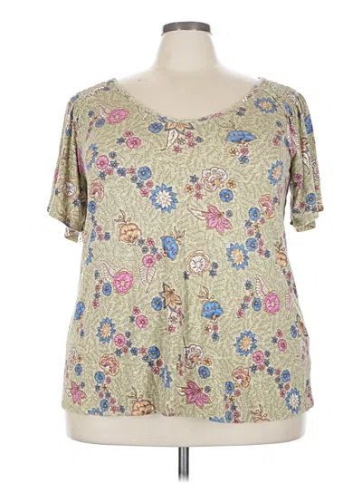 Pre-owned Lane Bryant Short Sleeve Blouse In Brown