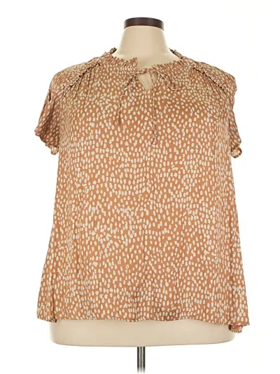 Pre-owned Lane Bryant Short Sleeve Blouse In Brown