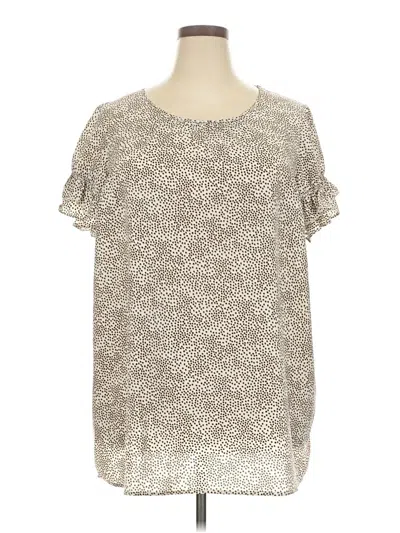 Pre-owned Lane Bryant Short Sleeve Blouse In Brown