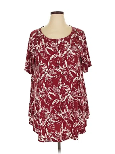 Pre-owned Lane Bryant Short Sleeve Blouse In Burgundy