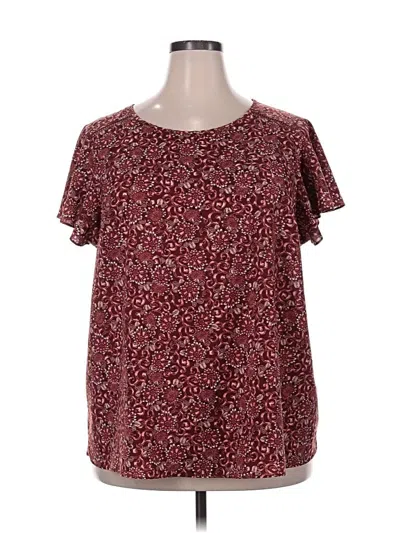 Pre-owned Lane Bryant Short Sleeve Blouse In Burgundy