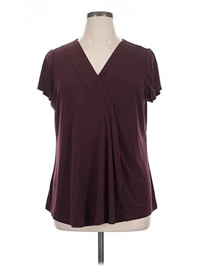 Pre-owned Lane Bryant Short Sleeve Blouse In Burgundy