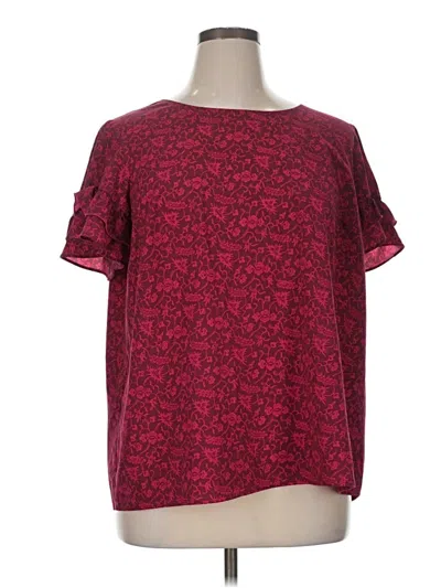 Pre-owned Lane Bryant Short Sleeve Blouse In Burgundy