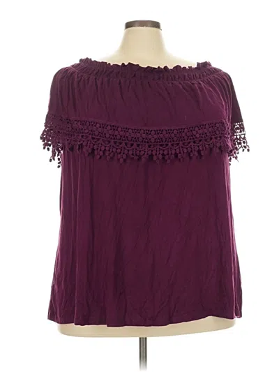 Lane Bryant Short Sleeve Blouse In Burgundy