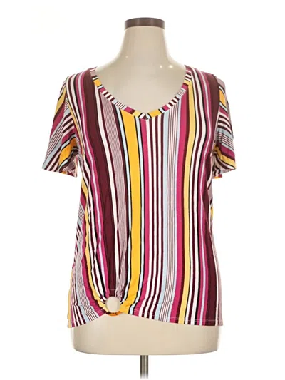 Pre-owned Lane Bryant Short Sleeve Blouse In Burgundy